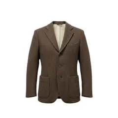 38f15 Freak's store フリークスストア Harris Tweed ハリスツイード テーラードジャケット ツイードジャケット ヘリンボーン柄 サイズS ブラウン系 ウール100％ メンズ 紳士服u02tのサムネイル