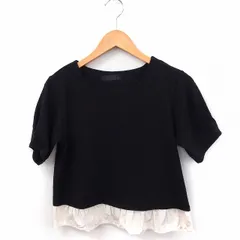 ノミネ NOMINE Tシャツ カットソー フリル 丸首 半袖 ブラック 黒 /FT19のサムネイル