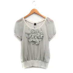 ベアトリス BEATRICE タグ付き カットソー Tシャツ 半袖 コットン フリル シンプル 38 グレー 灰 /KT11のサムネイル