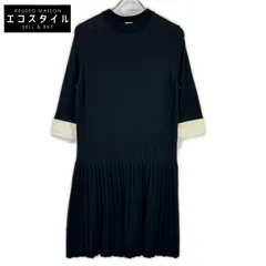 DRESSTERIOR　ドレステリア　ブラック×ホワイト ローウエスト切替ニットワンピース　38のサムネイル