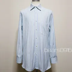 【 エルメネジルドゼニア】シャツ メンズ L XL 美品 白 青 緑 Ermenegildo Zegna マルチストライプシャツ ワイドカラー 長袖 アメリカ購入のサムネイル