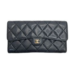 5125◯ CHANEL キャビアスキン マトラッセ 長財布 ブラック - メルカリ