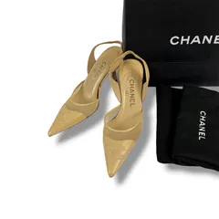 シャネル　CHANEL ココマーク　メッシュ　レザー　スリングバック　パンプス　ベージュ　36Cのサムネイル