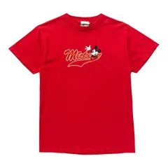 古着 USA製 90S MICKEY＆CO. Disney ディズニー ミッキーマウス キャラクター Tシャツ 刺繍 メンズM レッド BA5884