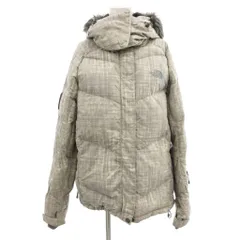 ザノースフェイス THE NORTH FACE PRODIGY PRINT ダウンジャケット ジップアップ フード付き フェイクファー キルティング ロゴ刺繍 総柄 L グレー /GV ■GY53のサムネイル