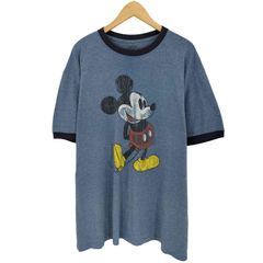 ディズニー リンガーTシャツ ブルー 2XL ヴィンテージ調 霜降り 古着 