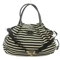 ケイトスペード KATE SPADE トートバッグ ボーダー ナイロン 黒 ブラック /☆G