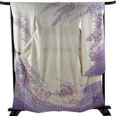やまと謹製 総絞り 総刺繍 銀駒刺繍 振袖 正絹 紫ぼかし 菊花文 成人式