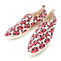 コムデギャルソンオムプリュス ローリングストーンズ Rolling Stones Lips and Tongue ロゴ スリッポン JQ20A1 ホワイト レッド 27【中古】のサムネイル