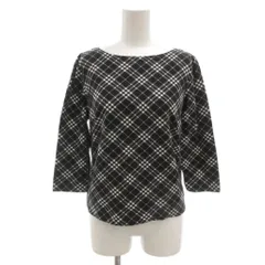 バーバリー ロンドン BURBERRY LONDON カットソー Tシャツ 2 黒 ブラック チェック柄 ボートネック 七分袖 /NL ■ECE006のサムネイル