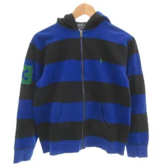 ポロ バイ ラルフローレン Polo by Ralph Lauren パーカー L 青 ブルー 黒 ブラック ボーダー柄 ジップアップ 長袖 /NL ■ECE006のサムネイル