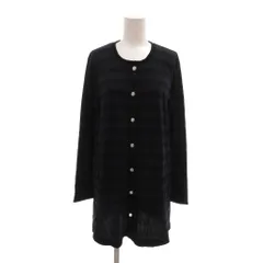 ソニア ソニアリキエル SONIA SONIA RYKIEL ロングカーディガン 40 紺 ネイビー 黒 ブラック ボーダー柄 チュニック丈 ラウンドネック 長袖 /NU ■ECF006のサムネイル