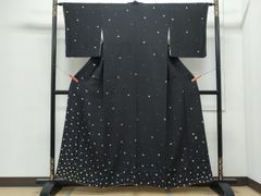 難あり新品着物 振袖刺繍 鞠 黒未仕立て正絹 メルカリ便 黄色裏地 