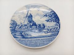 オランダ デルフト焼 Original Delfts Blauw Handwerk 飾り皿 Dekor No