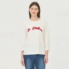タグ付き新品 定価15万 ベネトン 刺繍 レタリング ロングスリーブ 7分袖 Tシャツ Mのサムネイル