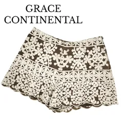 GRACE CONTINENTAL グレースコンチネンタル ショートパンツ ブラウン ホワイト フラワー 刺繍 総柄 麻 レーヨン サイズ38 レディースのサムネイル