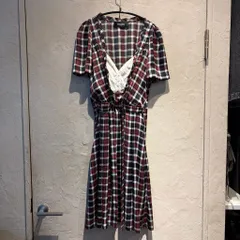DSQUARED2 ディースクエアード Check Saten One-Piece チェックワンピース ブラック＆ホワイト＆レッド系 Size:40【代官山B06】　のサムネイル