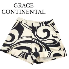 GRACE CONTINENTAL グレースコンチネンタル ショートパンツ ブラック ベージュ 総柄 ポケット有り 裏地あり シルク混 サイズ38 レディースのサムネイル