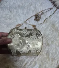 蝶パターン 金色 チェーン ショルダーバッグ クラッチバッグ
