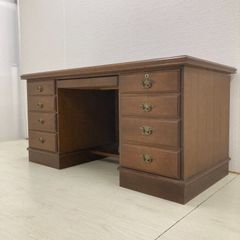 美品 送料込 カリモク コロニアル 両袖デスク テーブル 書斎 オフィス
