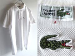古着 希少 シュミーズラコステ 刺繍ロゴ 文字ワニ LA CHEMISE 白 M