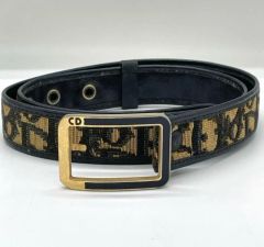 ディオール トロッター柄 ゴールドロゴバックル キャンバス×レザー