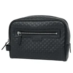 グッチ GUCCI マイクログッチシマ セカンドバッグ クラッチバッグ シマレザー ブラック 419775 メンズ 【中古】のサムネイル