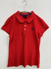 U.S. POLO ASSN. ユーエスポロアッスン ポロシャツ M レッド 無地 ワンポイント ブランドロゴ 刺繍 半袖 レディースのサムネイル