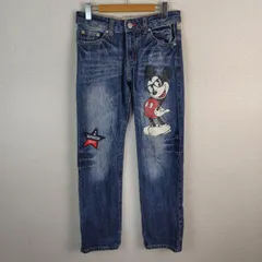Disney ディズニー デニムパンツ ジーンズ ミッキーマウス キャラクタープリント インディゴ レディース 古着 アメカジ Y2Kのサムネイル