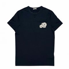 極美品 モンクレール ダブルロゴ Tシャツ ネイビー XS 国内正規品3S615 