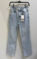 最終価格‼️ZARA ダメージ加工 ワイドデニムパンツ ライトブルー 32号
