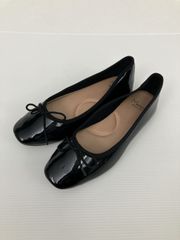美品】ルタロン ポインテッド エナメル リボン フラットシューズ 黒 25