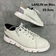 LANLIN en Bleu ランバンオンブルー 25.5 cm カジュアルレザースニーカー86579 シューズ 紐靴 ローカット ウォーキング ビジネス タウンユース 旅行 お出かけ コート タイプ ホワイト ★ ■■のサムネイル