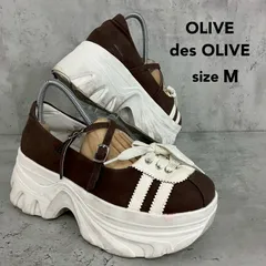 OLIVE des OLIVE オリーブデオリーブ Mサイズ ブラウン 茶色 スニーカー風バレーシューズ ボリュームソール 厚底 スニーカー スリッポン ストラップ ベルト スエード調 切替 ホワイト 白 ★ ■◆のサムネイル