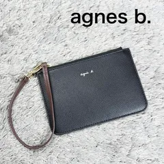 agnes b. アニエスベー マルチミニポーチ 小物入れ レザー ハンドストラップ付き ブラックのサムネイル