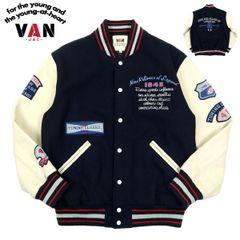 ★VAN JAC ヴァンヂャケット 牛革×メルトン異種素材の組み合わせ!! 定番アーチロゴ刺繍 ロングウォレット ブラック★
