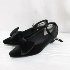 マジェスティックレゴン MAJESTIC LEGON 2WAY パンプス ベロア リボン着脱 L 約24cm 黒 ブラック アンクルストラップ 靴 シューズのサムネイル