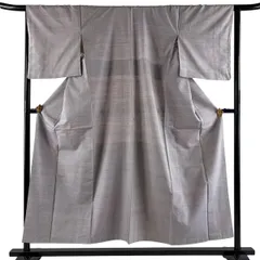 【美品】 紬 身丈152.5cm 裄丈65.5cm M 袷 灰紫 正絹 秀品 【中古】のサムネイル