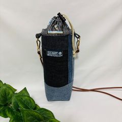 ハンドメイド デニムリメイク ペットボトルホルダー 水筒入れ 保冷付き