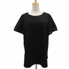 アンクライン ANNE KLEIN Tシャツ カットソー L 黒 ブラック ラウンドネック 半袖 袖口レース /YS48 ■ECE004のサムネイル