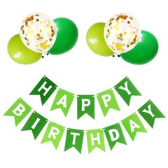 GRESATEK 풍선 생일 풍선 세트 HAPPY BIRTHDAY 화환 반짝반짝 색종이 풍선 장식 장식 장식 생일 파티 서프라이즈 축하 이벤트 그린 골드