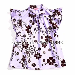 kT47 kate spade new york クローバー プリント ボウタイ ノースリーブ シャツ フローラスペードシャツ リボン 紫 パープル ケイトスペード Kate Spade NEW YORKのサムネイル