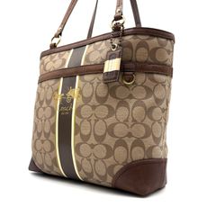 COACH コーチ トートバッグ ヘリテージストライプ 馬車ロゴ 肩掛け