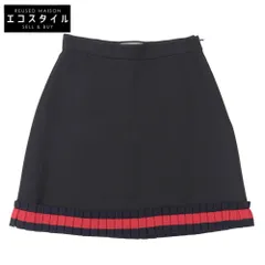 GUCCI　グッチ　シルク コットン ニットラインフリル ミニスカート レディース ブラック 40 453892 16年　40のサムネイル