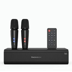 [신품] THOMSON 가라오케 세트 확성기 무선 마이크 2 개 포함 PA 세트 Bluetooth5.0 와이어스 스테레오 대응 가정용 USB 재생 휴대용 스피커 옥외 스피치 스피커 USB-C 충전식 무선 마이크 소형 043e6601