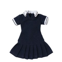Q'z 주름 폴로 미니 원피스 네이비