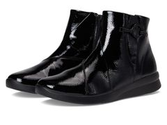 클라크스 여성 신발 부츠 레인 부츠 Clarks Ellowyn Deva Black Crinkle Patent Synthetic 블랙