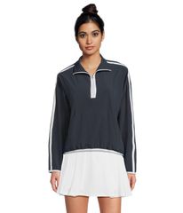 비욘드 요가 레이디스 아우터 코트 하프 Zip 콘트라스트 Beyond Yoga Contrast Half Zip Pullover Nocturnal NavyTrue White