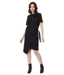빈스 레이디스 탑스 원피스 Vince Short Sleeve Side Tie Dress Black 블랙
