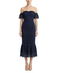 나이트 캡 클로징 레이디스 탑스 원피스 미디 레이스 Nightcap Fleur Lace Flutter Midi Dress Navy 네이비